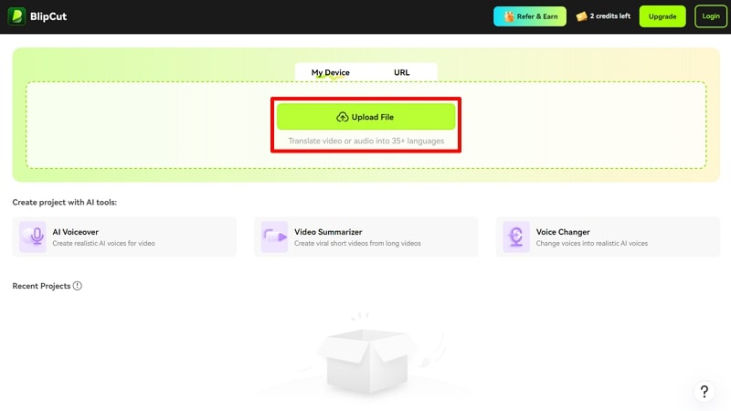add video to blipcut