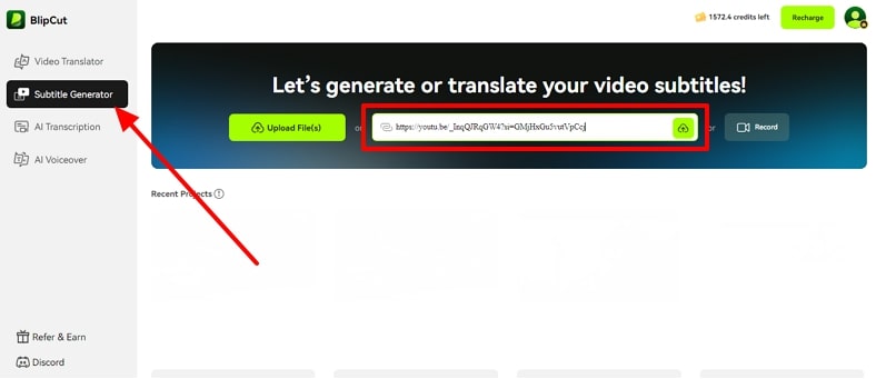 insert video on blipcut dual subtitle