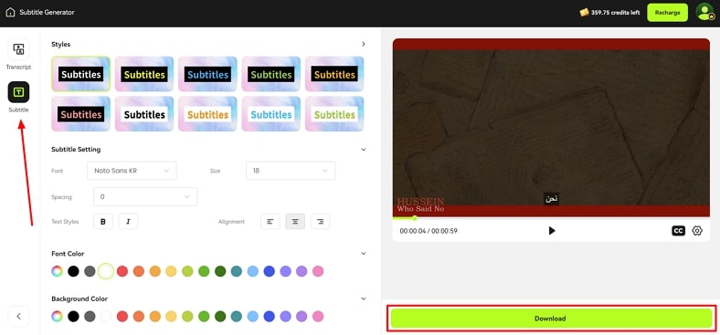 personalizar la apariencia de los subtítulos y descargar