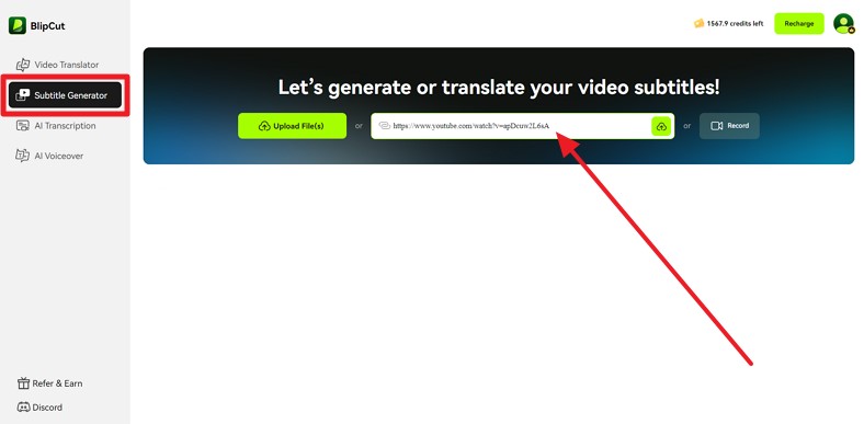 paste url to translate video