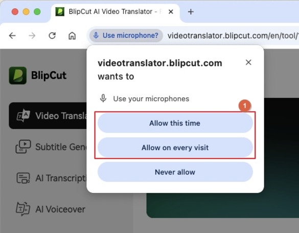 autoriser le microphone ou la caméra ou les deux