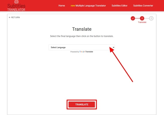 click translate after specifying language