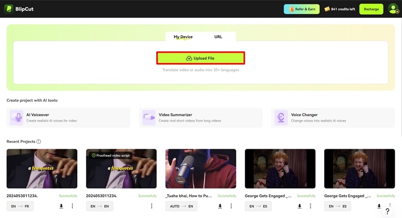 add video file in blipcut