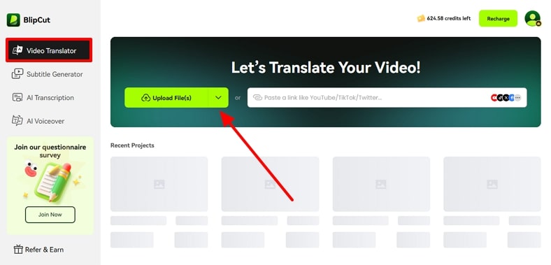 upload file on blipcut
