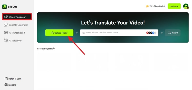 upload file on blipcut