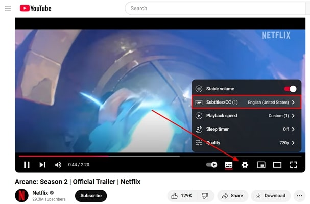open subtitle settings youtube subtitle translator