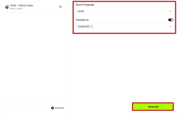 add movie and generate english subtitles