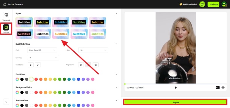 export after editing subtitles