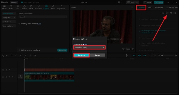hit generate after choosing translation language