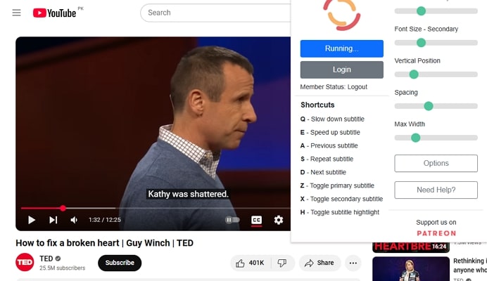 use extension on youtube