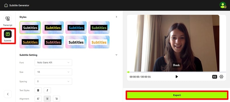 finalize setting of subtitles blipcut