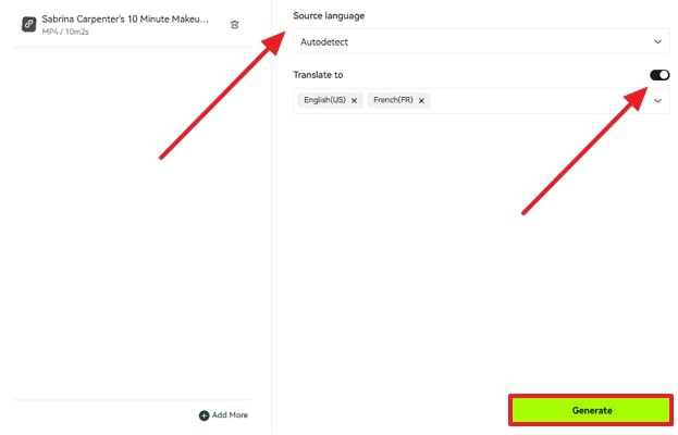hit generate after deciding languages