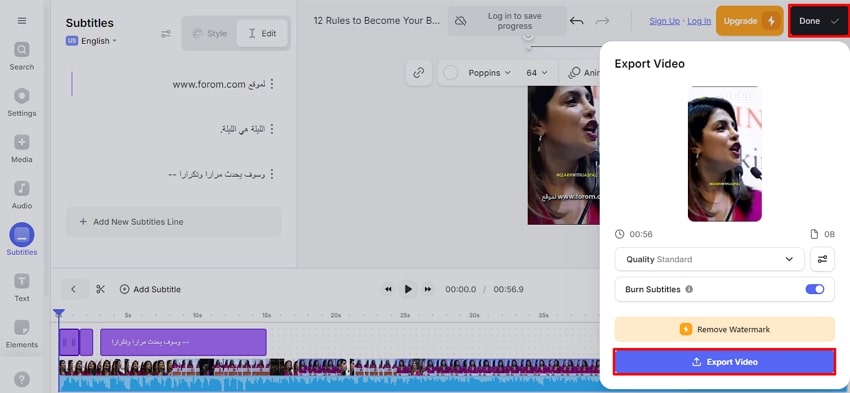 Exportar vídeo traducido de Veed