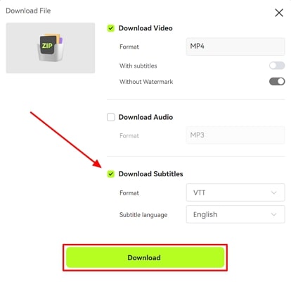 télécharger les sous-titres vtt depuis blipcut