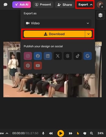 Exportieren von Videos aus vereinfachtem