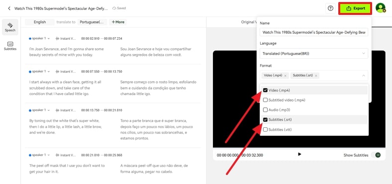 export files after translation blipcut