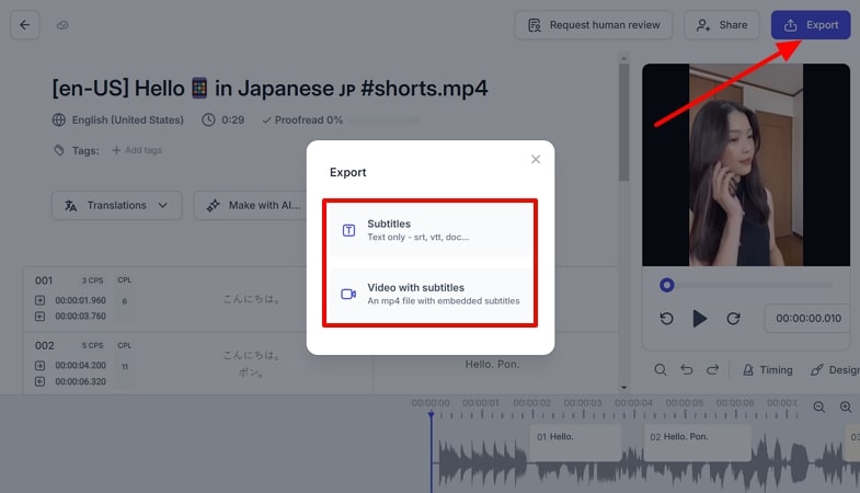 export translated video from happy scribe