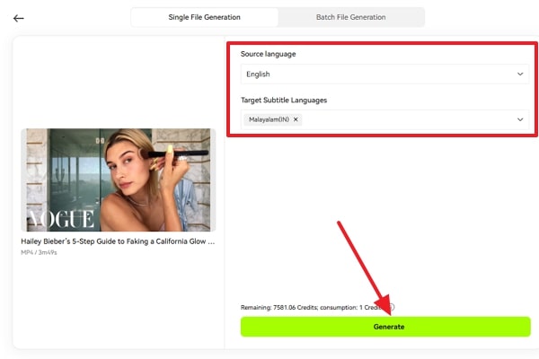 configure language settings and generate