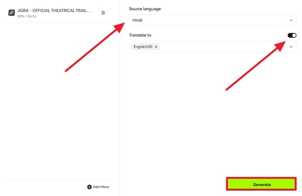 generate english subtitles from hindi