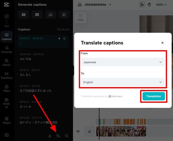 create subtitles and translate in capcut