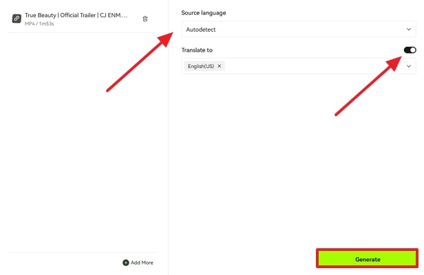 press generate after choosing language