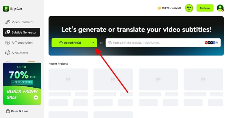 upload file to blipcut