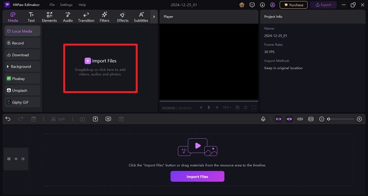 click to import files
