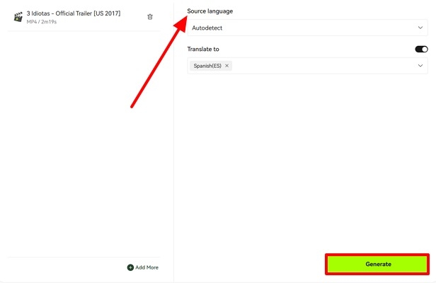 generate translation of subtitles