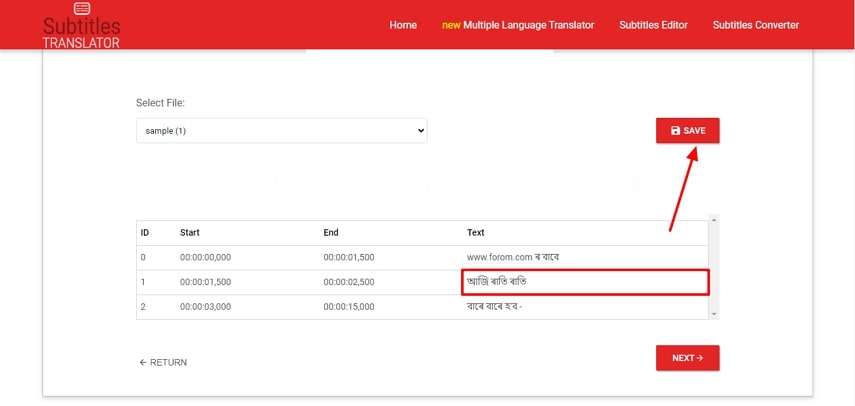Guardar archivo traducido desde el traductor de subtítulos