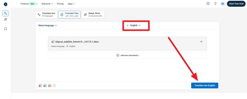 select language and translate subtitles