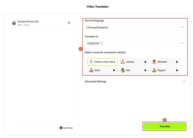 set translation preferences