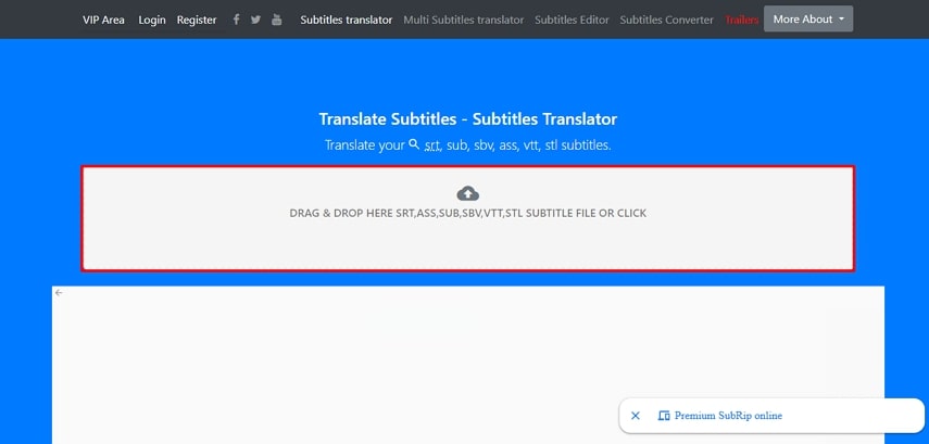 Subir archivo a través del traductor de subtítulos