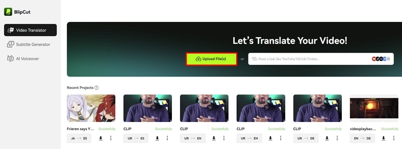 ajouter une vidéo pour la traduction blipcut