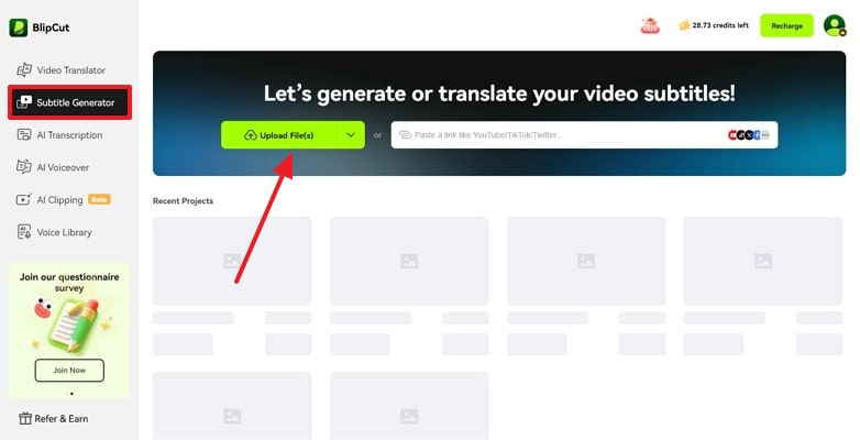 add video to blipcut online