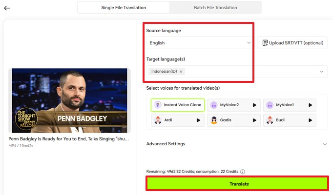 translate video preferred languages