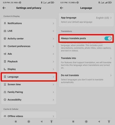 enable tiktok auto translate feature
