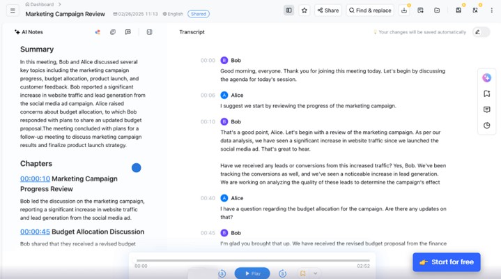 use notta audio transcription