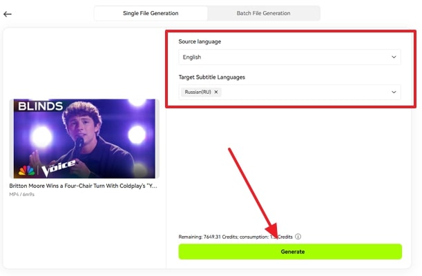 generate transcription after deciding languages