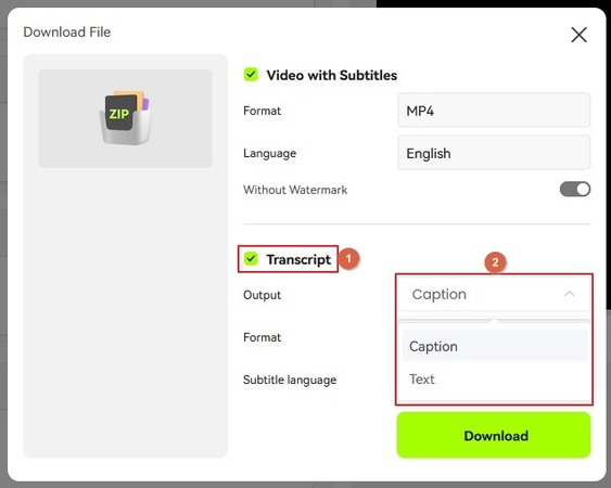 choose transcription type