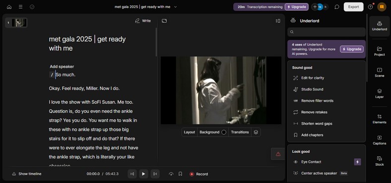 online tool descript generates transcriptions