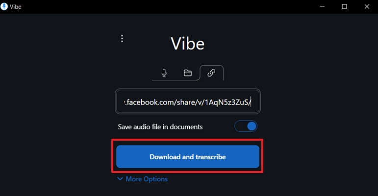access vibe for transcription