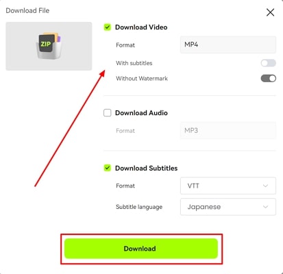 set parameters and download
