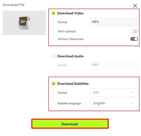 download video or subtitles blipcut