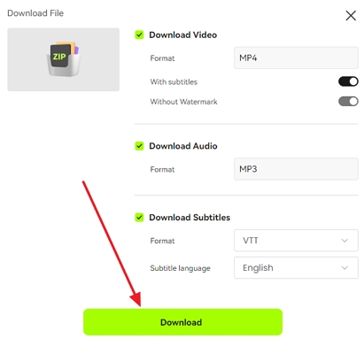 save the output video blipcut