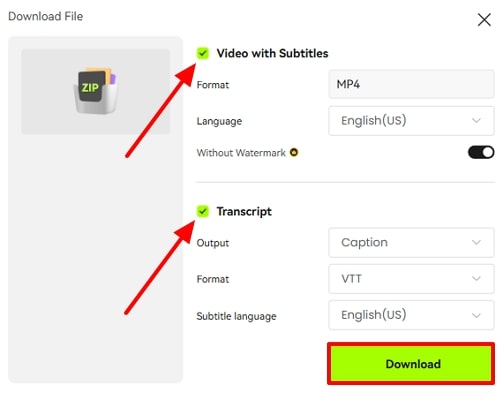 press download button