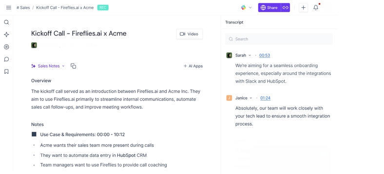 fireflies ai meeting transcript summary
