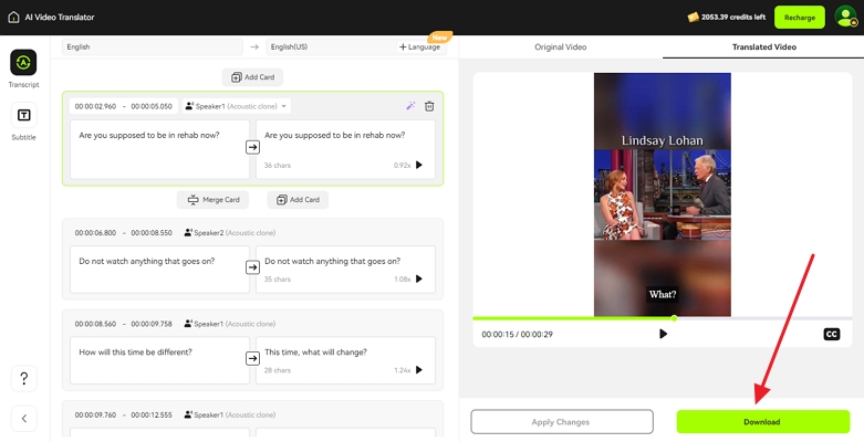 hit download button blipcut