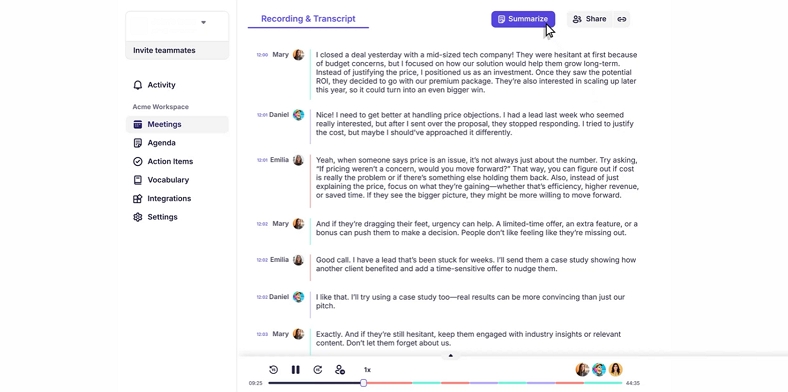 transcription via krisp ai