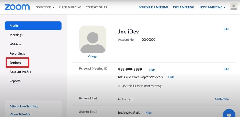 tap zoom settings menu
