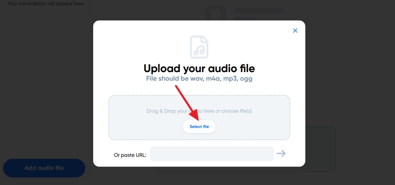 add files to transcribe site